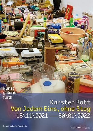 Plakat zur Ausstellung „Karsten Bott: Von Jedem Eins, ohne Steg“