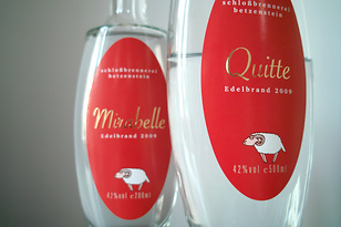 Etiketten für die Schlossbrennerei Betzenstein